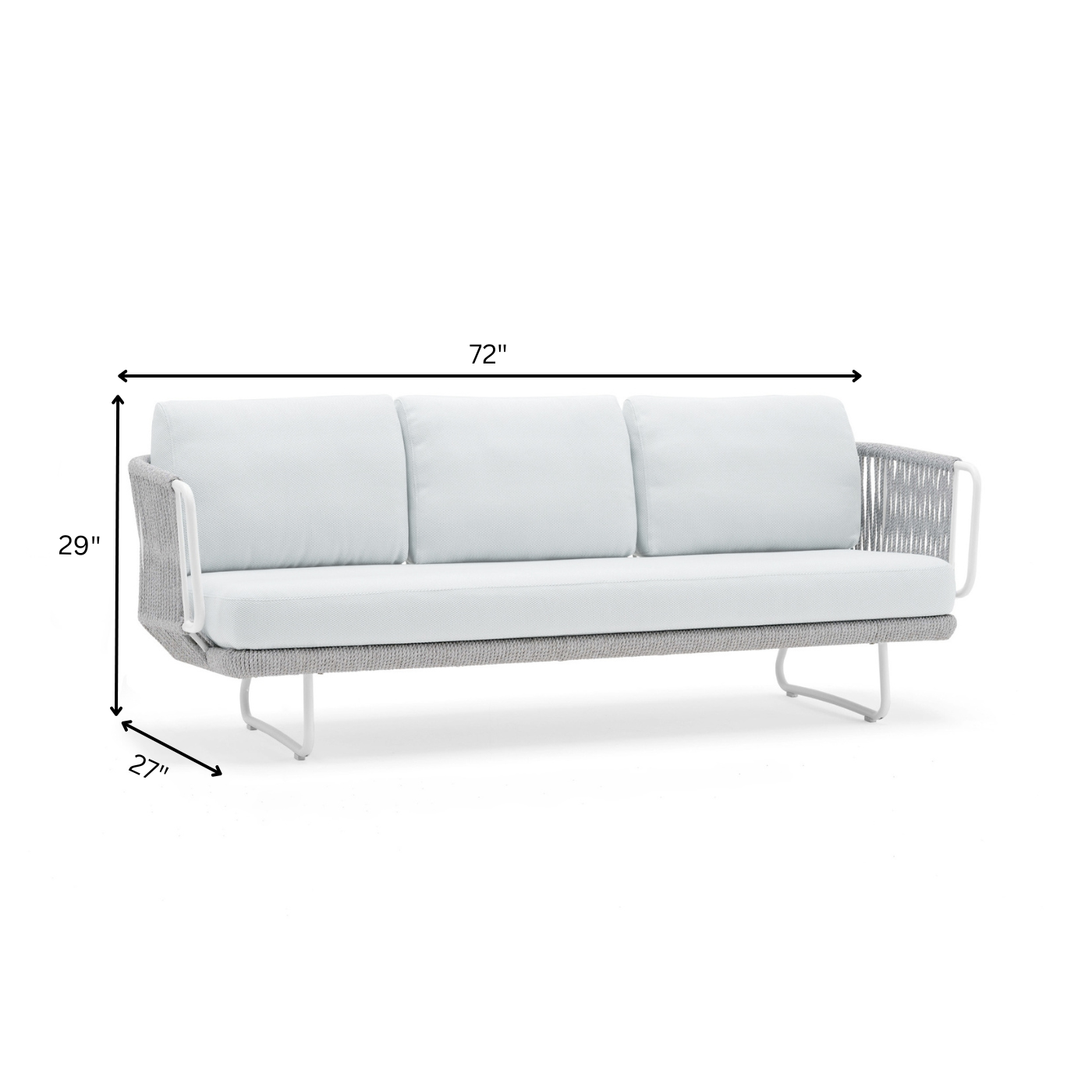 Astor Outdoor Garden Balcony Sofa Set 3 Seater , 2 Single Seater and 1 Center Table Set Braid & Rope (Grey-Off White)