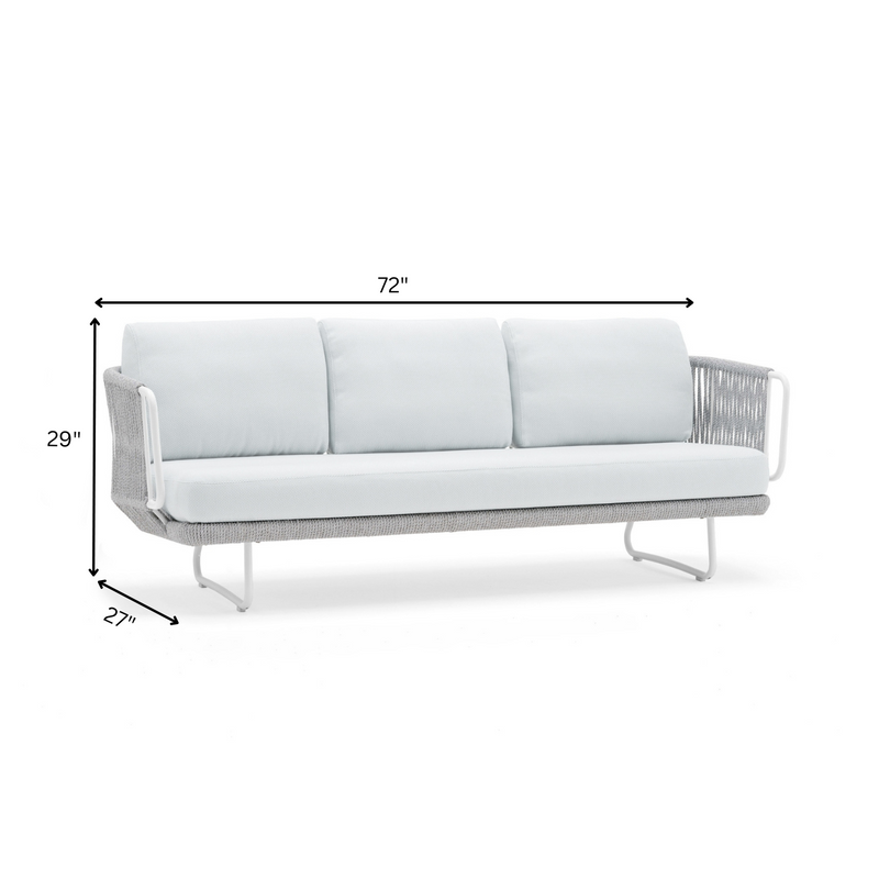 Astor Outdoor Garden Balcony Sofa Set 3 Seater , 2 Single Seater and 1 Center Table Set Braid & Rope (Grey-Off White)