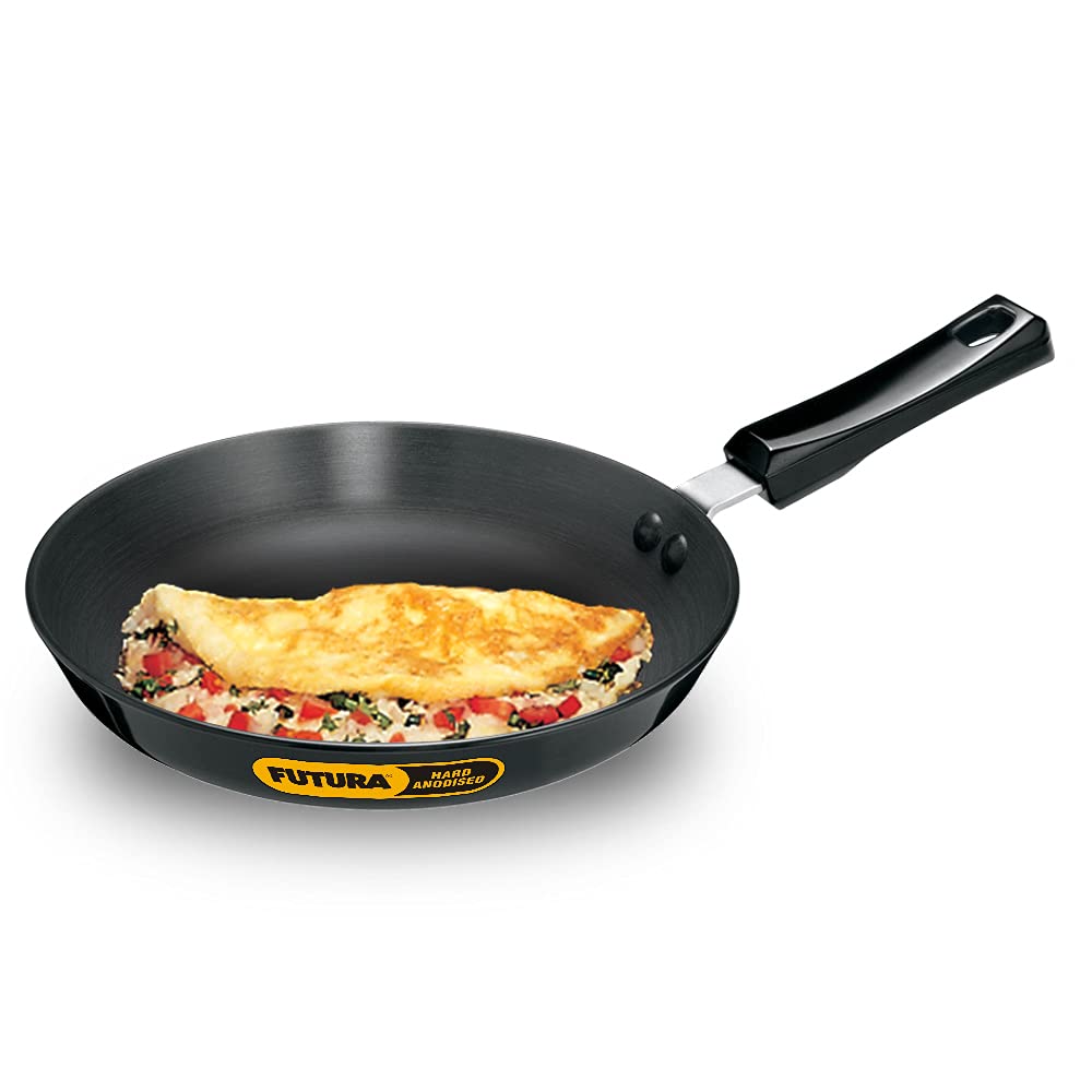 Hawkins Futura 20 cm Frying Pan, Hard Anodised Fry Pan with Glass Lid, Small Frying Pan, Black (AF20G)