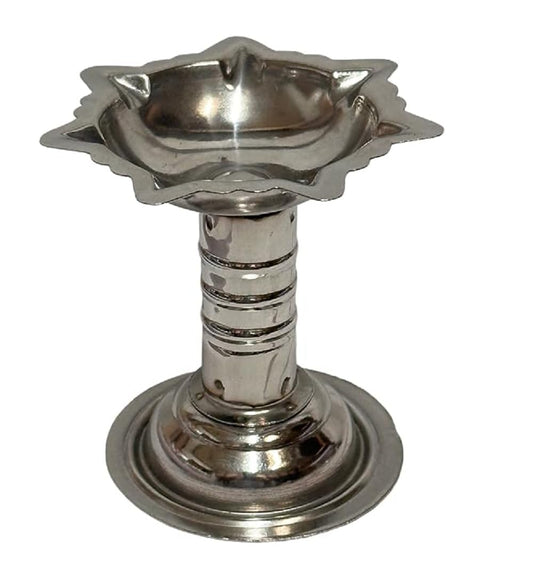Dynore Stainless Steel Diya/Samai/Lamp/Deepak for Pooja, Gifts and Home Decore, Puja Articles- Set of 1 Pcs