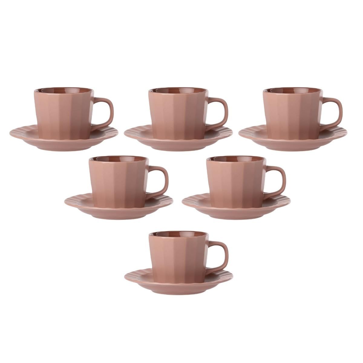 Clay Craft Fine Ceramic Armada Lilac Cups & Saucer, Set of 12, Cups for Tea & Coffee, Gift Set, Elegant Design for Home and Kitchen and Can Be Gifted to Your Loved Ones On Any Occassions