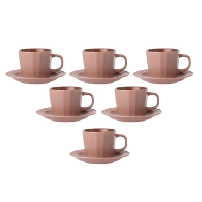 Clay Craft Fine Ceramic Armada Lilac Cups & Saucer, Set of 12, Cups for Tea & Coffee, Gift Set, Elegant Design for Home and Kitchen and Can Be Gifted to Your Loved Ones On Any Occassions