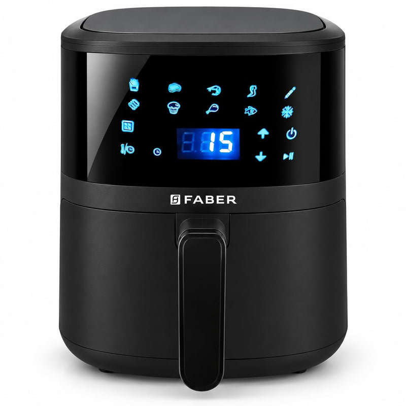 Faber 4L 1350W Digital Air Fryer | Fry, Bake, Roast | 85% Less Oil, 200°C Swirl Heating Technology |10-Preset Menu|Touch