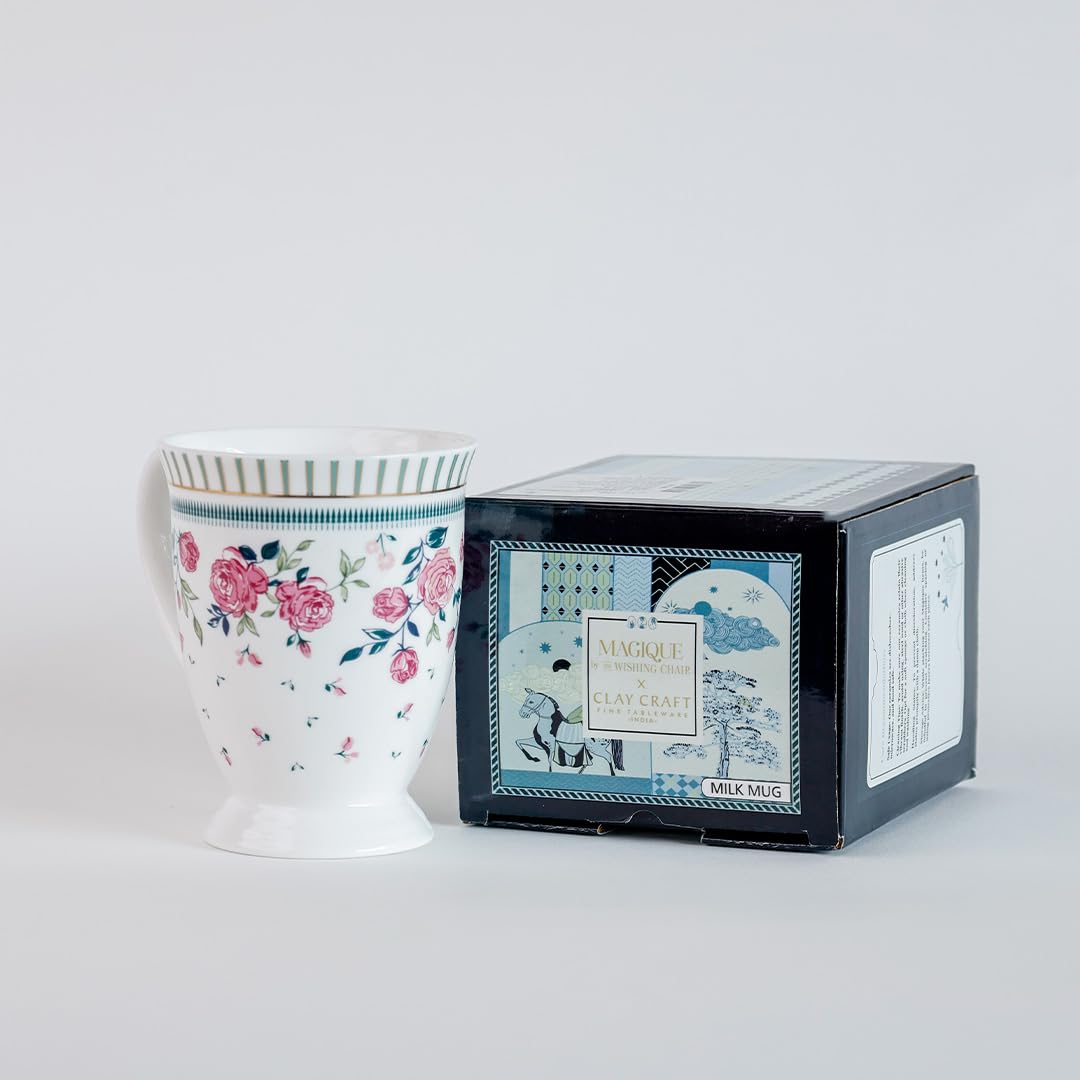 Magique by The Wishing Chair x ClayCraft : Portrait of a Rose Ceramic Coffee Mug – 300 ml | Handcrafted Floral Design Cup | Elegant Lightweight Tea Mug | Dishwasher Safe | Ideal Gift for Loved Ones