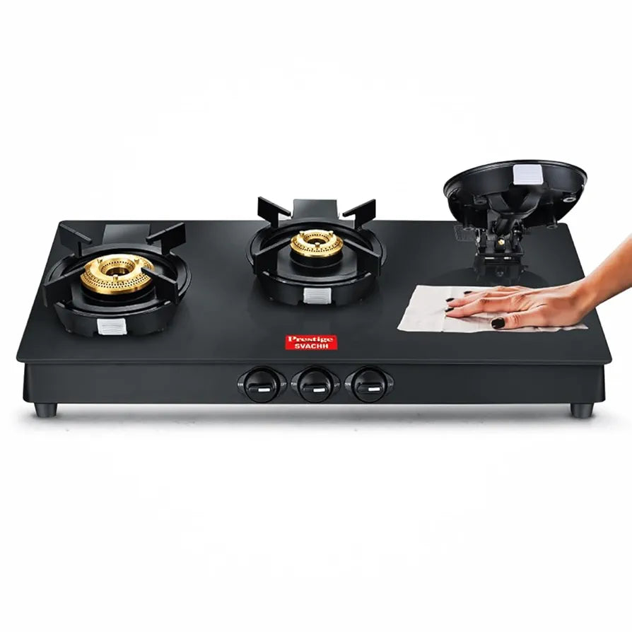 Prestige Svachh Neo Gtsn 03 Toughened Glasstop Gas Stove with Liftable 3 Burners , Open