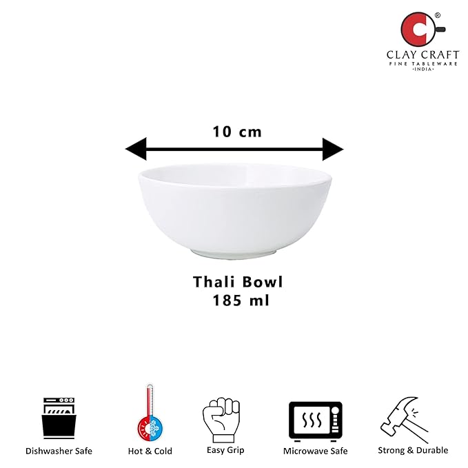 Clay Craft  Ceramic Dinner Set  Georgian White - 18 Pieces (Dinner Set 18 Pieces), For Family of 4