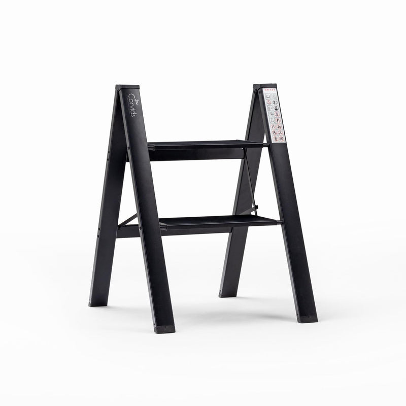 Corvids 4-Steps Premium Folding Step Stool | 2-Year Warranty | Wide Anti-Slip Pedal, Portable Lightweight Aluminum Step Ladder for Home and Office Use (Black)