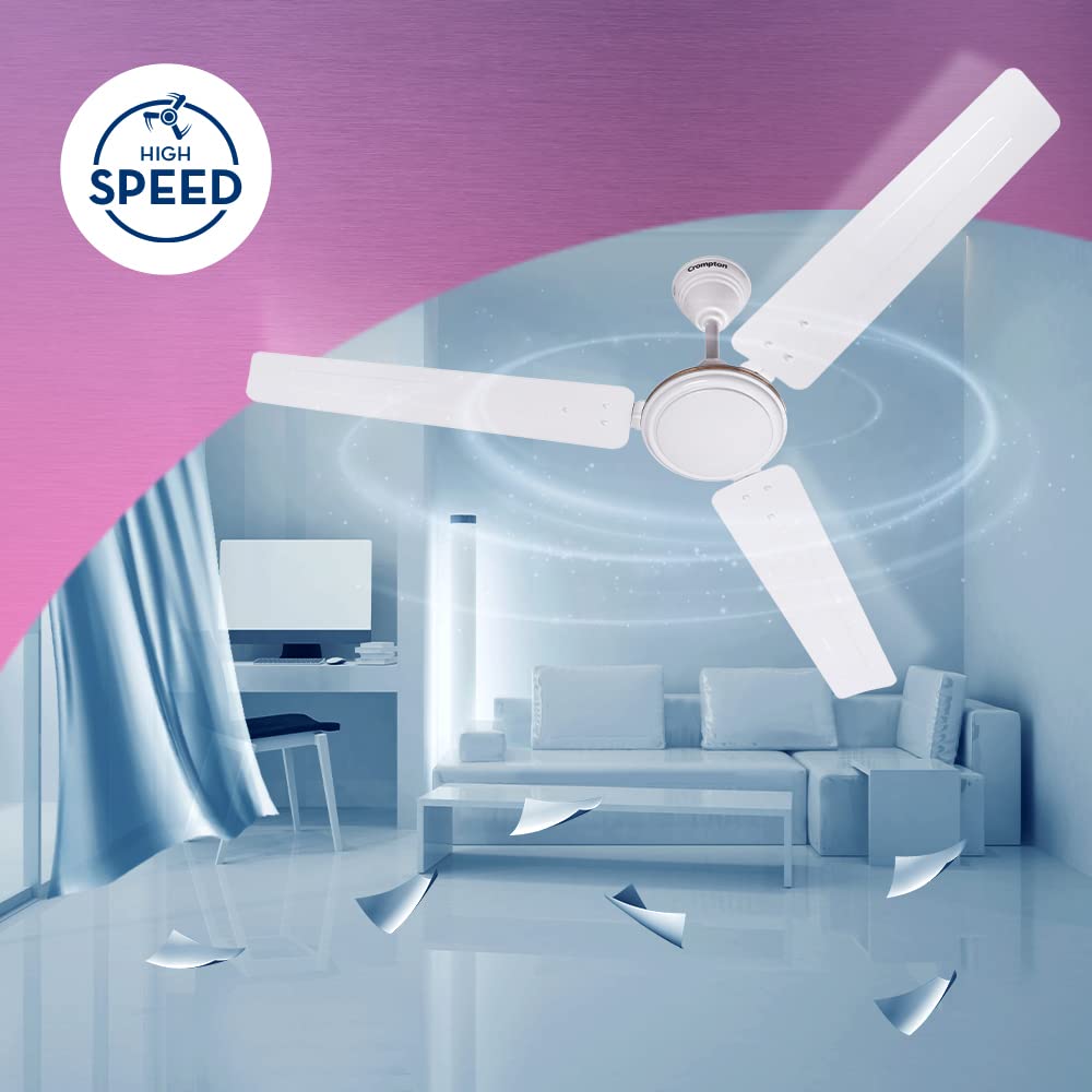 Crompton SUREBREEZE SEA SAPPHIRA 1200 mm Ceiling Fan for Home | BEE Star Rated Energy Efficient Fan | Superior Air Delivery | HighSpeed | 2 Years Warranty | (Opal White), Pack of 1