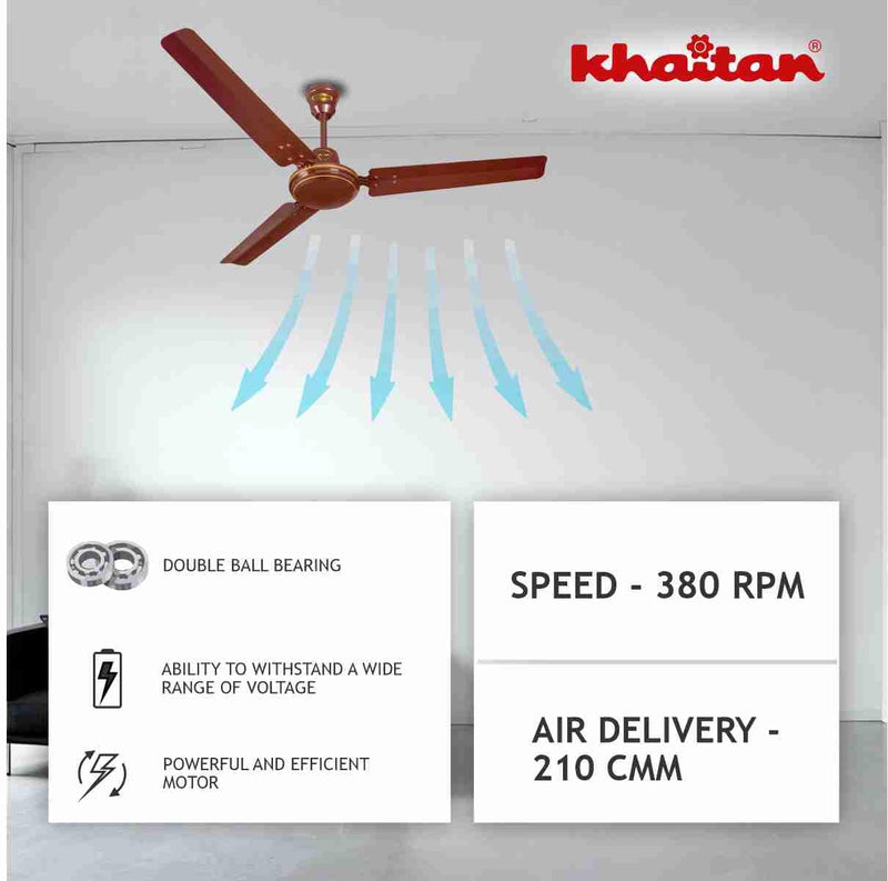 Khaitan ECR 1200 mm High Speed Ceiling Fan (Brown)-2