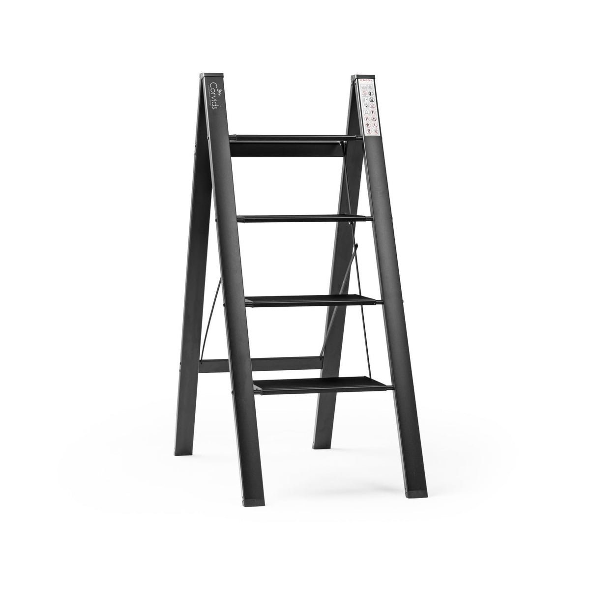 Corvids 2-Steps Premium Folding Step Stool | 2-Year Warranty | Wide Anti-Slip Pedal, Portable Lightweight Aluminum Step Ladder for Home and Office Use (Teak)