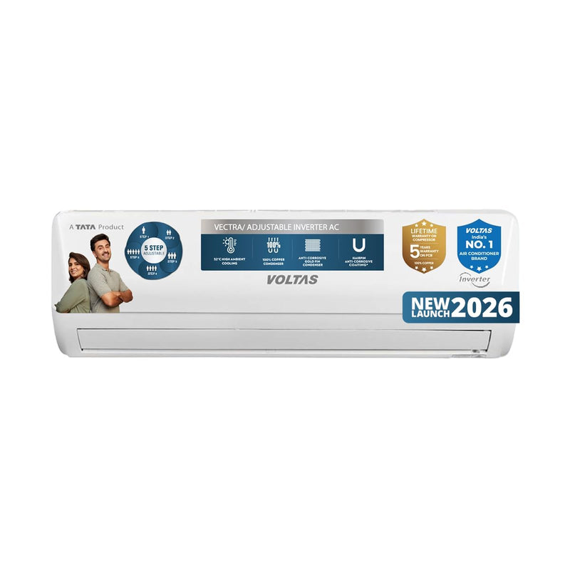 Voltas 2 ton 3 Star,New star rated, Inverter Split AC (Copper, Convertible 5-in-1 Cooling Mode, 2-Way Air Swing, Anti-dust Filter with Anti Microbial Coating, Auto Clean, (243INV CAM, White)