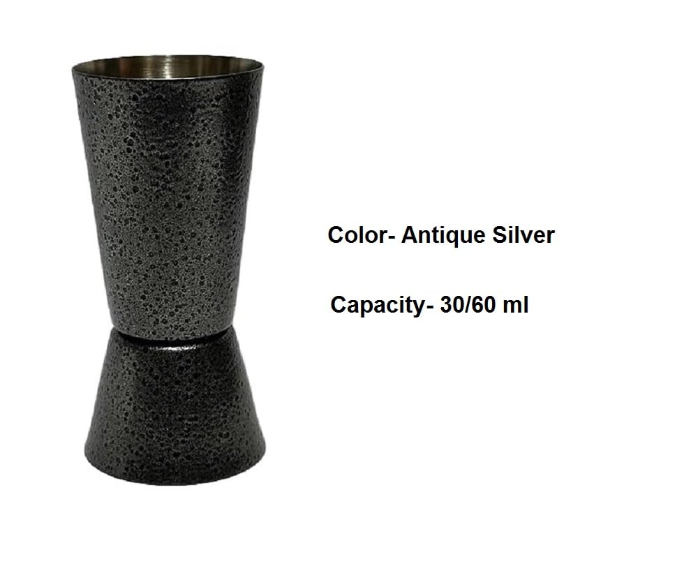 Dynore Stainless Steel 3 Pcs Min Bar Accessories Set-Antique Silver Tall 30/60 Peg Measure with 2 Wine Pourer for Bar/Restaurants