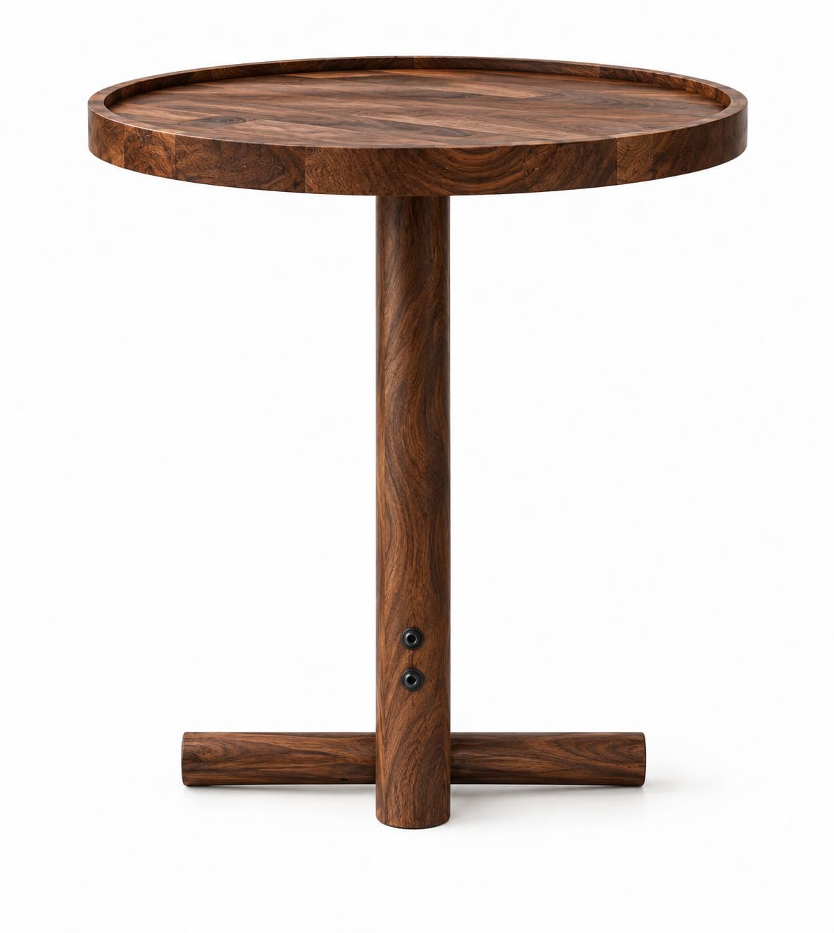 Solid Sheesham Wood C Shape Side Table for Living Room | Modern Sofa End Table | Wooden Laptop Table for Bed | 