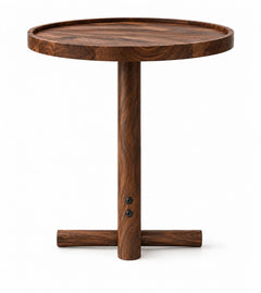 Solid Sheesham Wood C Shape Side Table for Living Room | Modern Sofa End Table | Wooden Laptop Table for Bed | 