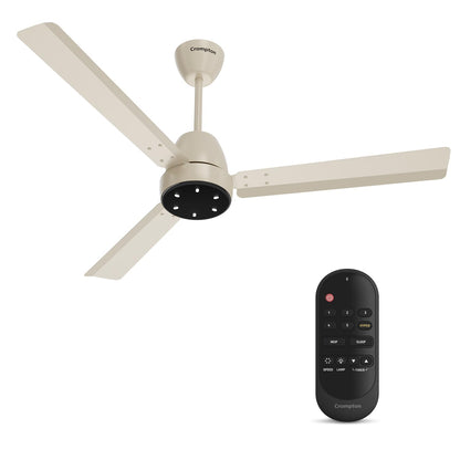 Crompton Energion Niteo 1200 mm BLDC Ceiling Fan | Warm Ambient LED Indicators | Remote Control | BEE 5 Star Energy Rating | Superior Air Delivery | 4 Year Manufacturer Warranty | Light Pinewood