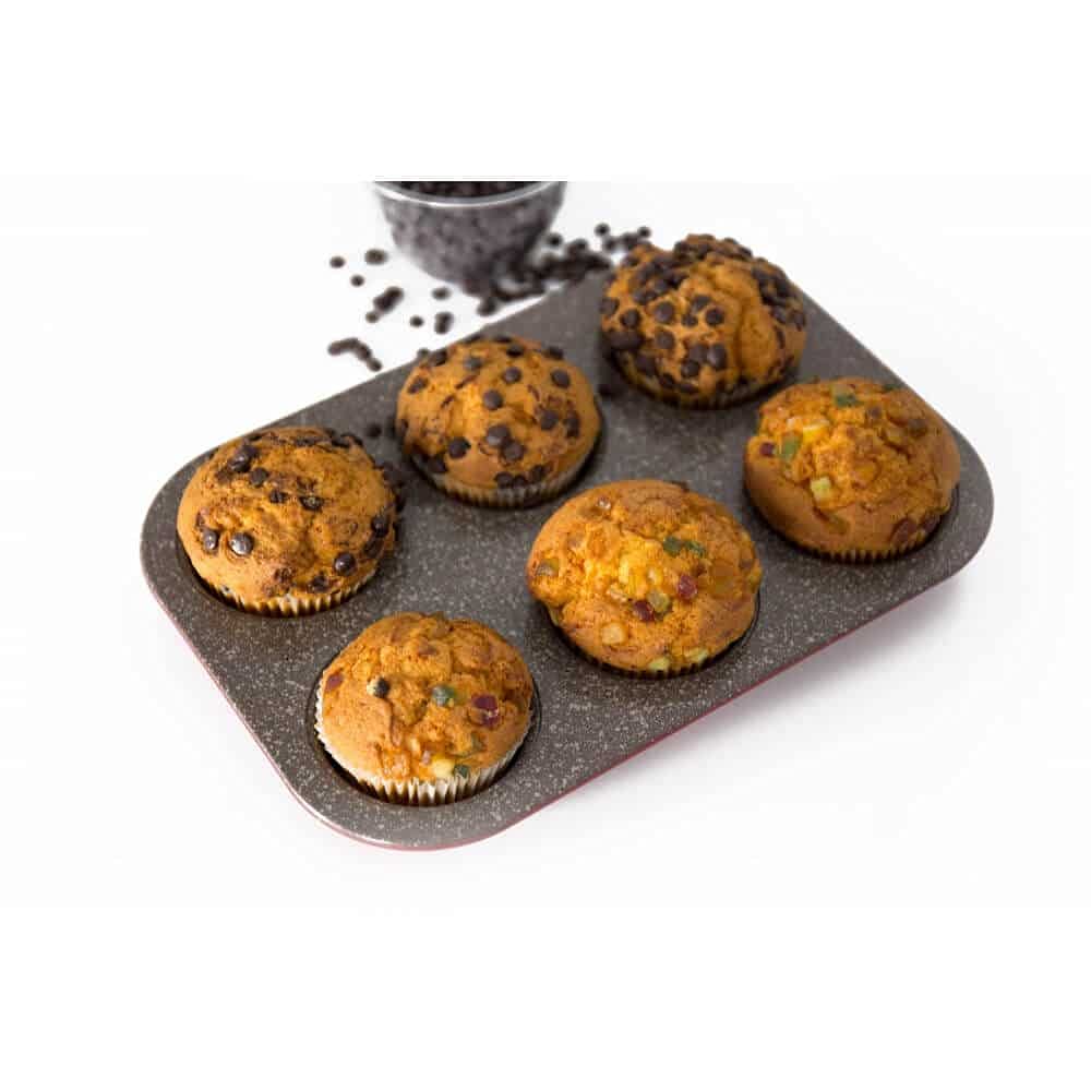 Kosh - Perfect Baking Tools for Beginners or Experts - Bakeware Moulds Non-Stick Teflon Coated 6 Cup Muffin Tray Carbon Steel Cake Mold/Baking Tray/Tin/Pan - 6 Cup Muffin Tray