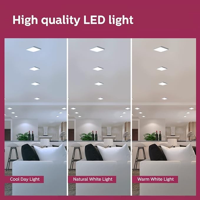 Philips 18W Square FullGlow Surface LED Panel Light (White, B0FP321WH9)