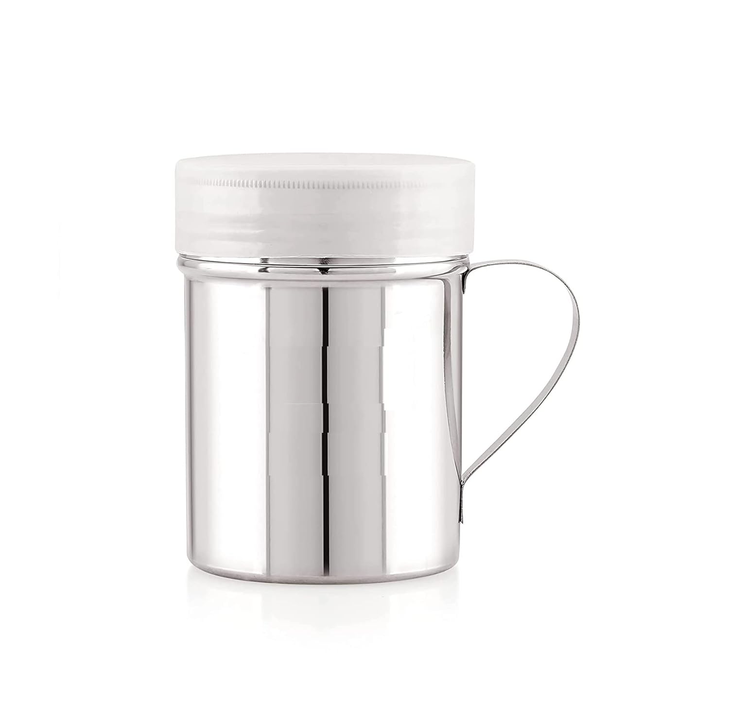 Dynore Stainless Steel Chocolate Shaker Chat Masala Sprinkler Dredger Shaker with Handle 7.5W x 10H 250ml