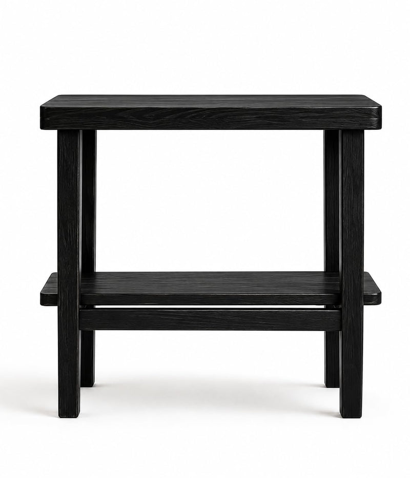 Solid Sheesham Wood C Shape Side Table for Living Room | Modern Sofa End Table | Wooden Laptop Table for Bed | 