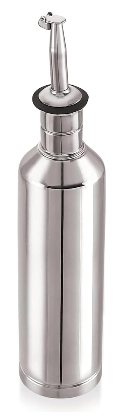 Dynore Stainless Steel Slim Fit Oil Dispenser 300 ml With Pourer With SS Flip Lid Non-Drip Design Ideal For Olive Oil, Vinegar and Soy Sauce