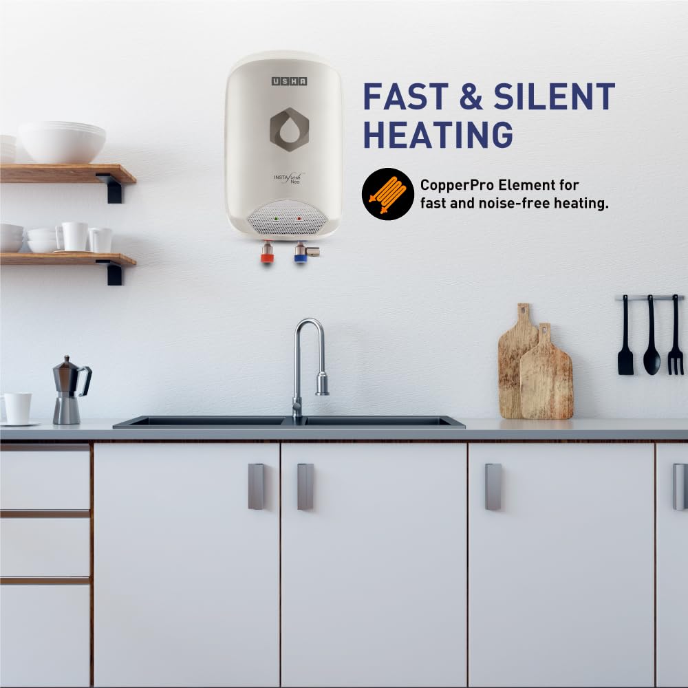 Usha Instafesh Neo 3 Litre Instant Water Heater (White), Wall Mounting