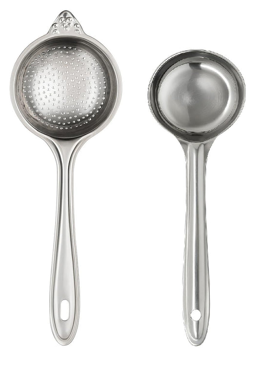 Dynore Stainless Steel Unique Poha Strainer/Mesh Strainer for Kitchen with Round Dosa Batter Spatula (Silver)