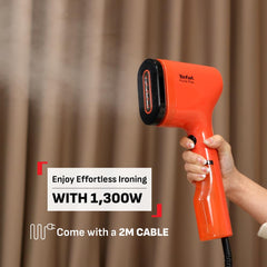 Tefal Pure Pop Handheld Garment Steamer | 1300W | Compact, Convenient Vertical Steaming | Reversible Pad | 2m Cable | 20g/min Steam | 15-sec Heat-Up | Red | No.1 Ironing Brand in Europe
