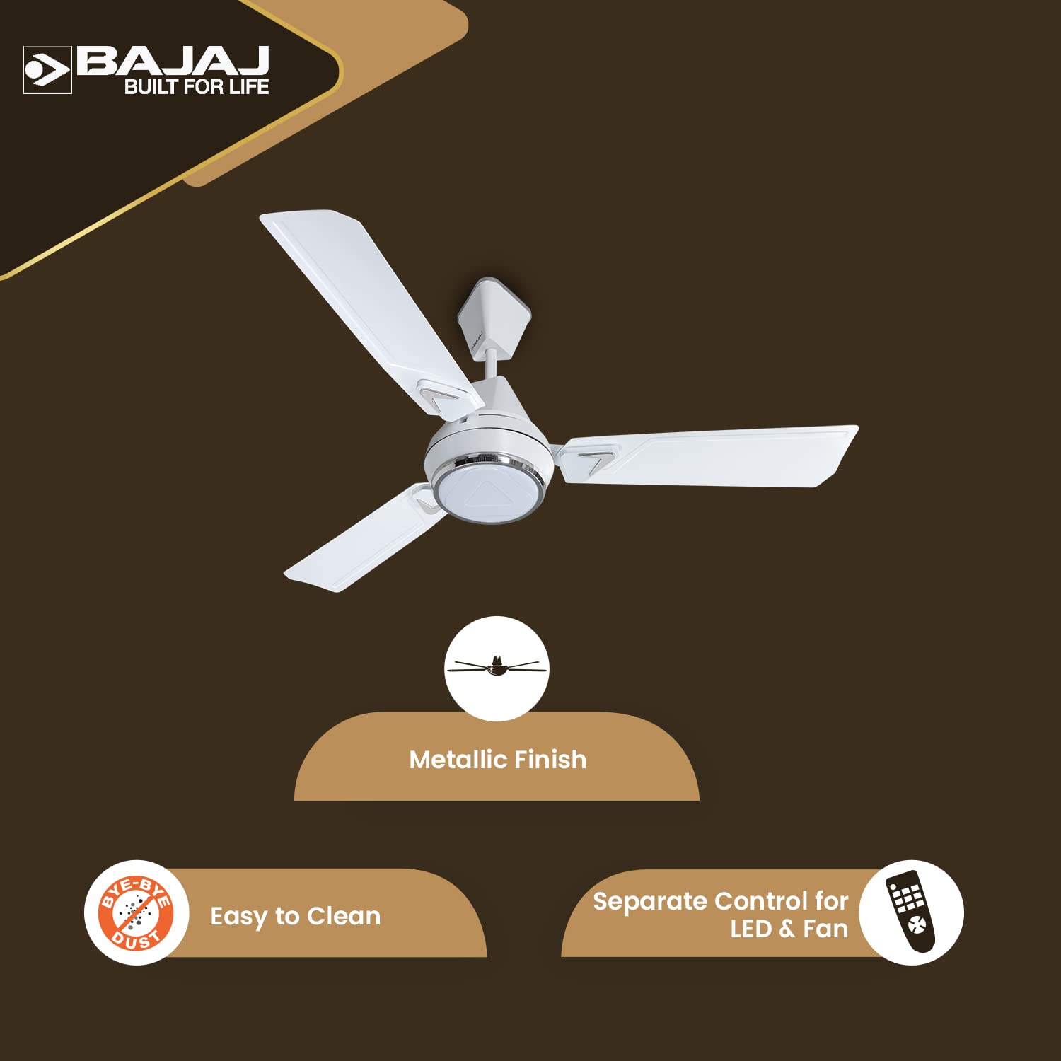 Bajaj Ventus EE 1200MM 1 Star Rated Ceiling Fans For Home | BEE Star Rated Energy Efficient Ceiling Fan | High Air Delivery | 2-Yrs Warranty 【Vanilla White】