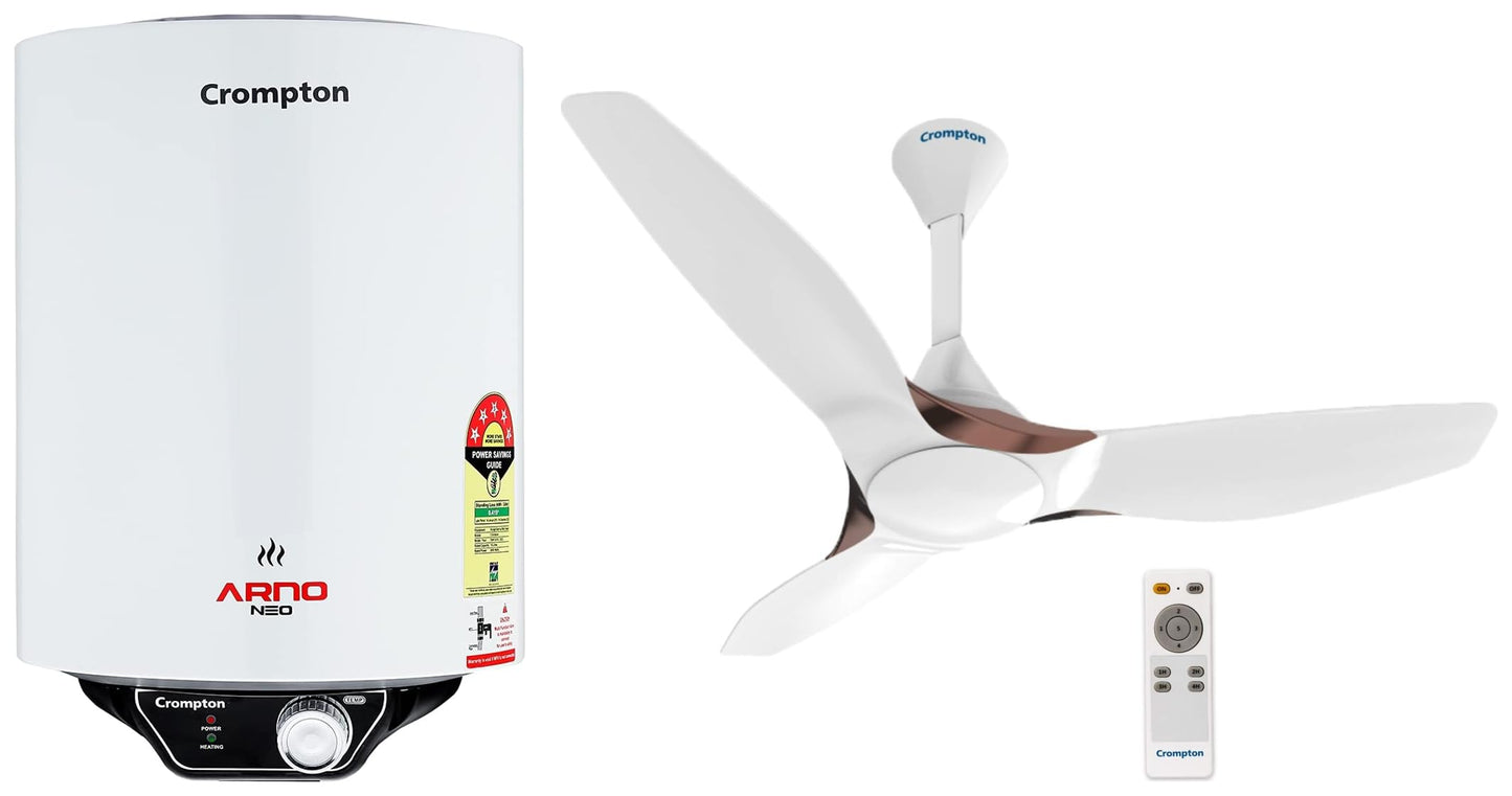 Crompton SilentPro Enso 1225 mm ActivBLDC Remote-controlled Ceiling Fan | 2X Silent | iF Design Award 2021 | 5 Years Warranty (Silk White)