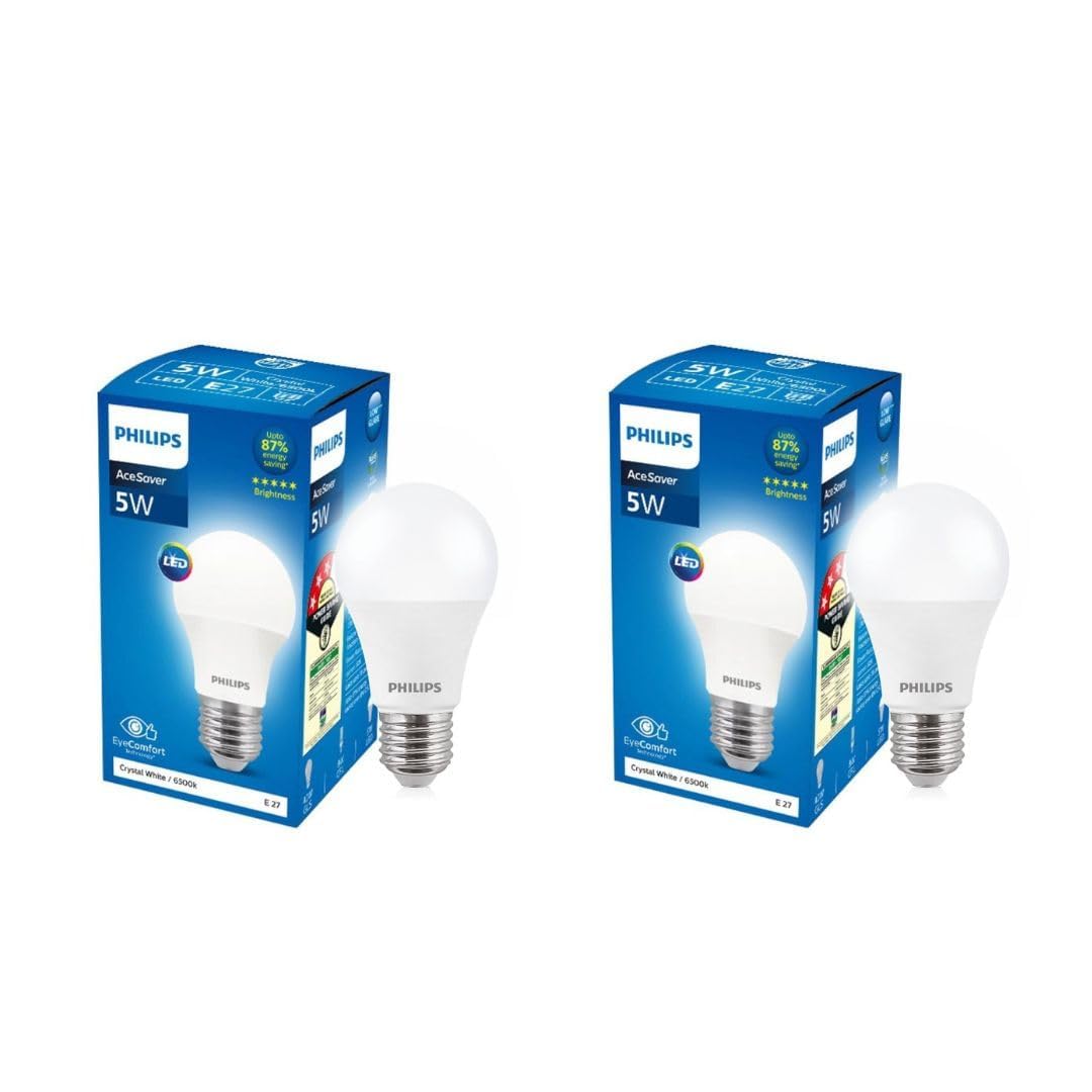 Philips E27 5W LED Cool Day Light Bulb, Pack of 2 (Ace Saver)
