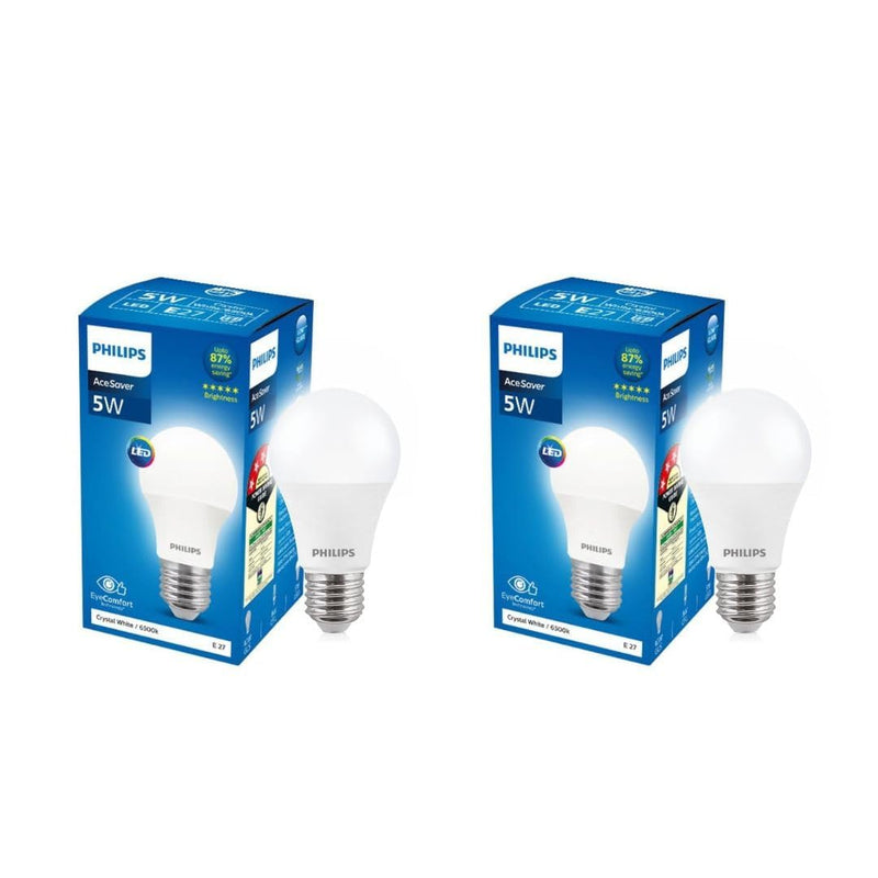 Philips E27 5W LED Cool Day Light Bulb, Pack of 2 (Ace Saver)