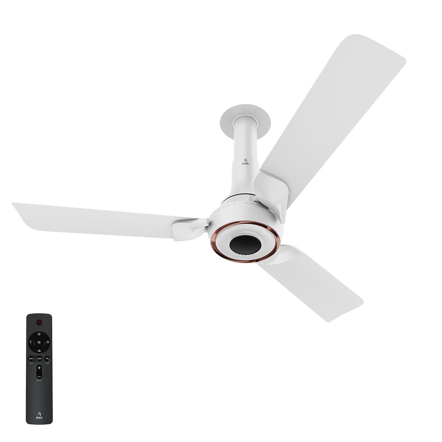 NNEX by BAJAJ Glyde A70 BLDC 1200 MM | BEE 5 Star Rated Premium Ceiling Fan with Remote | 20% Higher Air Thrust* | Airfluence™ Al Blades | 2-Yr Warranty | 5-Yr Motor Warranty 【Mist Brown】
