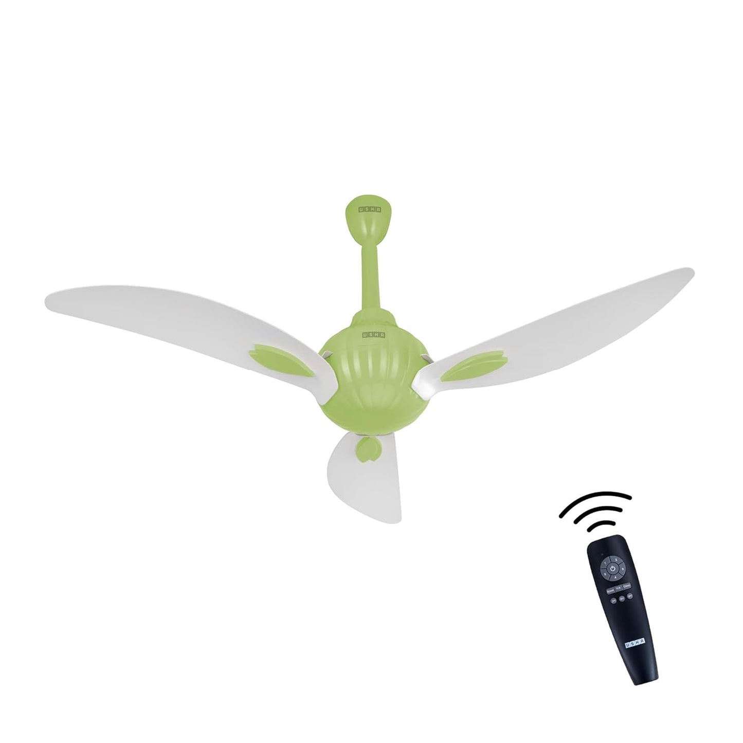 USHA New Bloom Series Helenium (Inspired by Helenium) BLDC Ceiling Fan with Bi-Directional Feature | Sleep/Boost/Timer Modes | RF Remote | Whisper-Quiet | Dust-Resistant (White & Light Green)