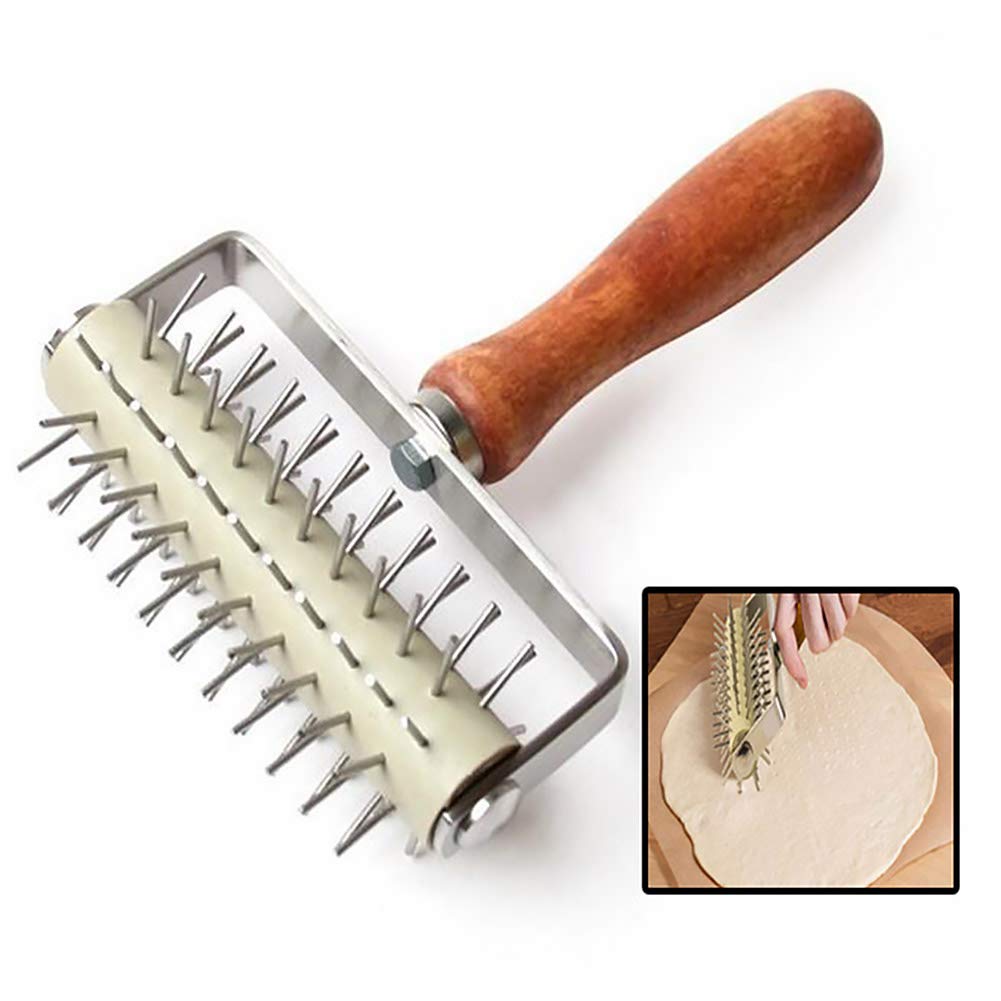 Pizza Hole Puncher, Cake Pie Pizza Cookies Bread Pastry Dough Docker Roller Wheel Hole Punch for Cake Pie Bread Pastry Baking Tool(13.3x20.5x5cm)