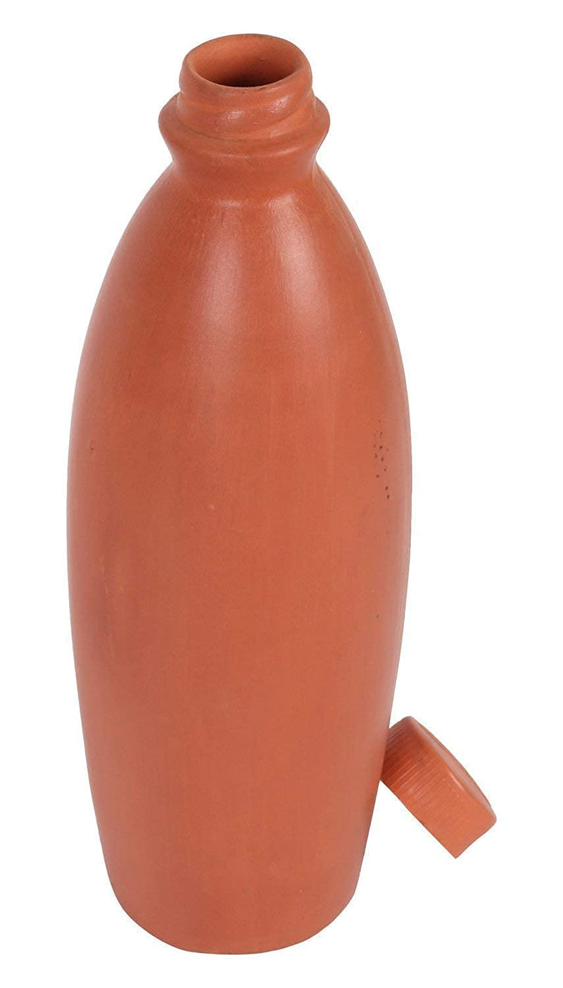 Bindian Handcrafted Terracotta Water Bottle, Natural Clay Mitti Bottle with pH Balancing, Mineral Rich Calcium Magnesium, Plastic-Free Traditional Surahi