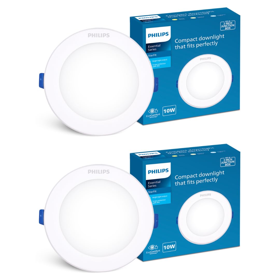 Philips Starfit 10 watt Concealed JB LED downlighter for Ceiling with 3 inch Cut-Out (Natural White (Pack of 2)
