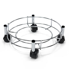 Plantex Gas Cylinder Trolley with Wheels/Stainless Steel LPG Cylinder Stand/Heavy Duty Rolling Gas Stand with Easy Movement Kitchen Lpg Trolley (Chrome, Pack of 1)-1