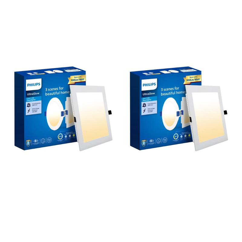 Philips Ultra Glow 15-watt Square LED Downlighter (Pack of 2)