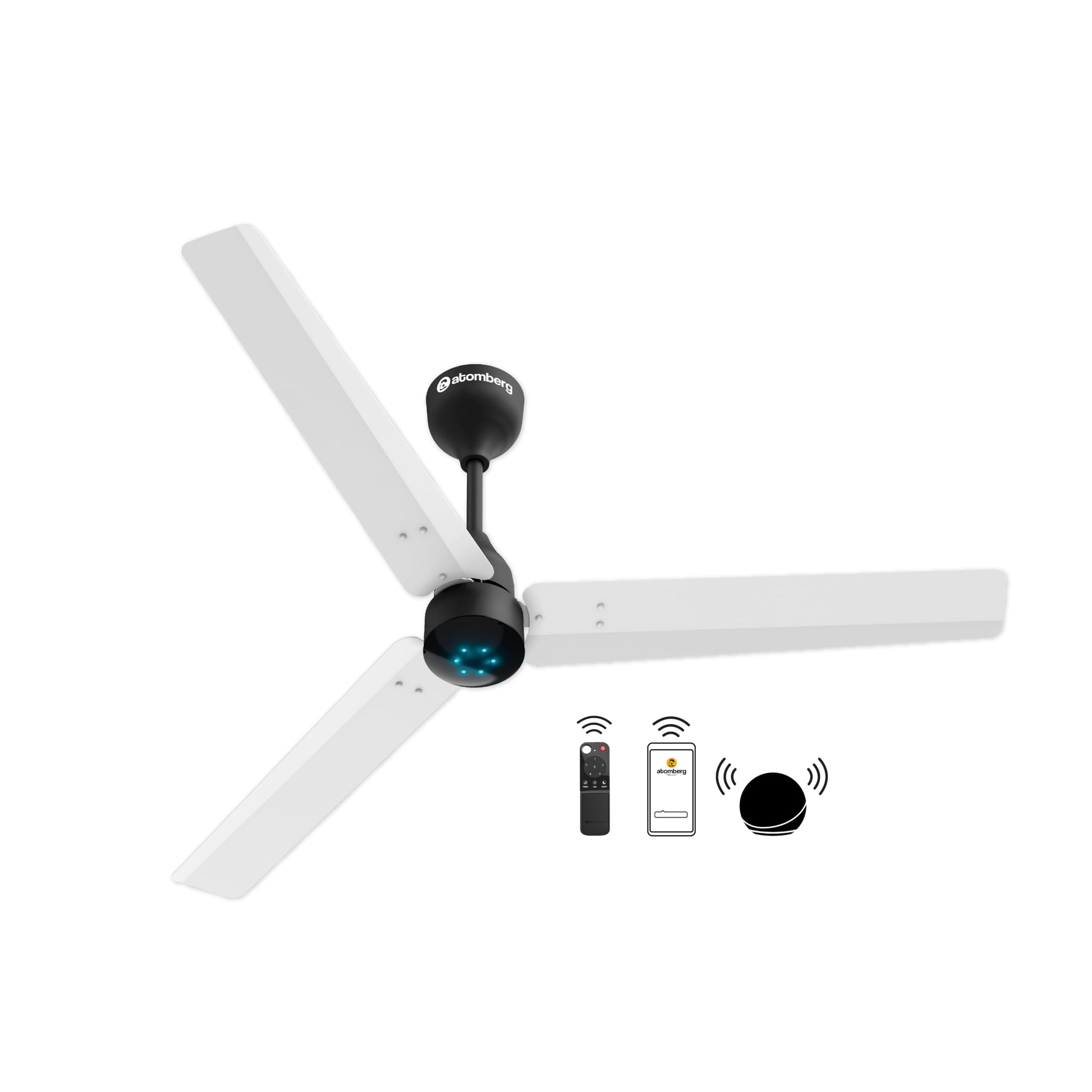 atomberg Renesa Halo Smart Alexa Enabled 1200mm BLDC Ceiling Fan with Remote | BEE 5 star | High Air Delivery | Low noise | LED Speed Indicator | Sleek Design | | 3 Year Warranty| Misty Teal