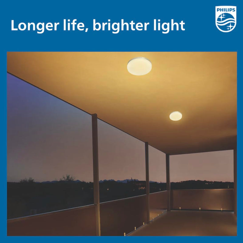 Philips 20W Round LED Surface Light - Full Glow Panel, Metal Body, Ceiling Light for Home, Office, Hall (White with Metallic Finish, B0F5HW4QRT)