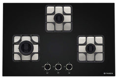 Faber Mild Steel Hobtop Imperia Plus 783 BRB Ci Bk 3 Brass Auto Ignition Burner Auto Electric Ignition Glass Top (Black)