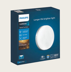 Philips 20W Round LED Surface Light - Full Glow Panel, Metal Body, Warm White (3000K), Ceiling Light for Home