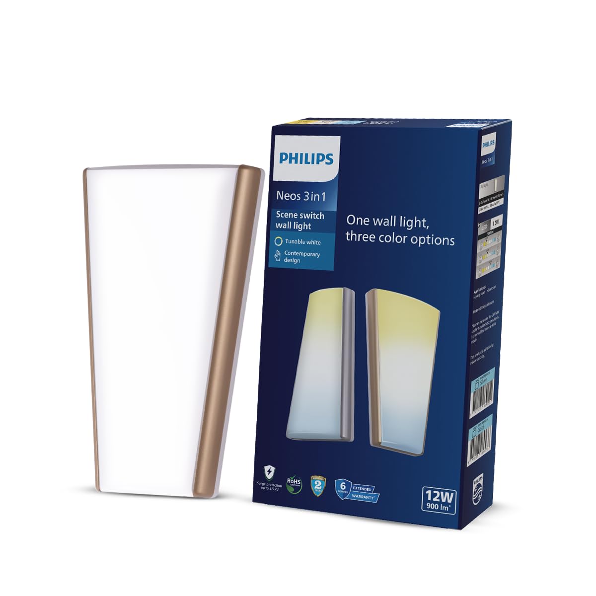 Philips 12W 3 Colours in 1 Decorative Wall Light (Tunable White, B0F2MZ6Q6S)
