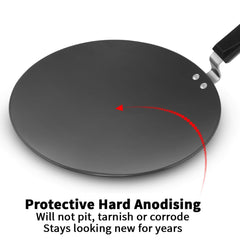 Hawkins Futura 30 cm Tava, Hard Anodised Tawa with Plastic Handle, Black (AT30P)