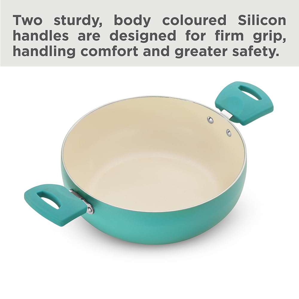 Hawkins 3 Litre Cook n Serve Casserole, Aqua Casserole with Glass Lid, Aqua Blue (IUC30G)