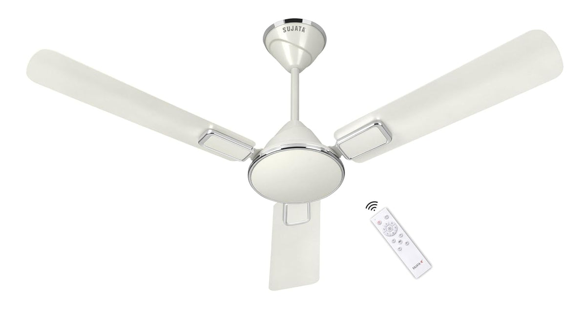 Sujata Impresso BLDC 1200 mm Ceiling Fan with Remote | BEE Star Rated, H-Class Insulation, - Pearl White