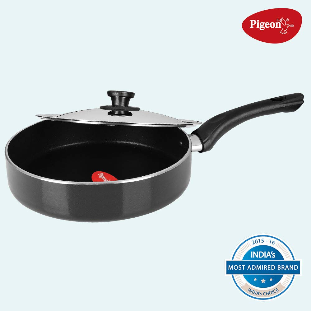Pigeon by Stovekraft Deluxe Non-Stick Aluminum Fry Pan, (Black, 25.5cm)