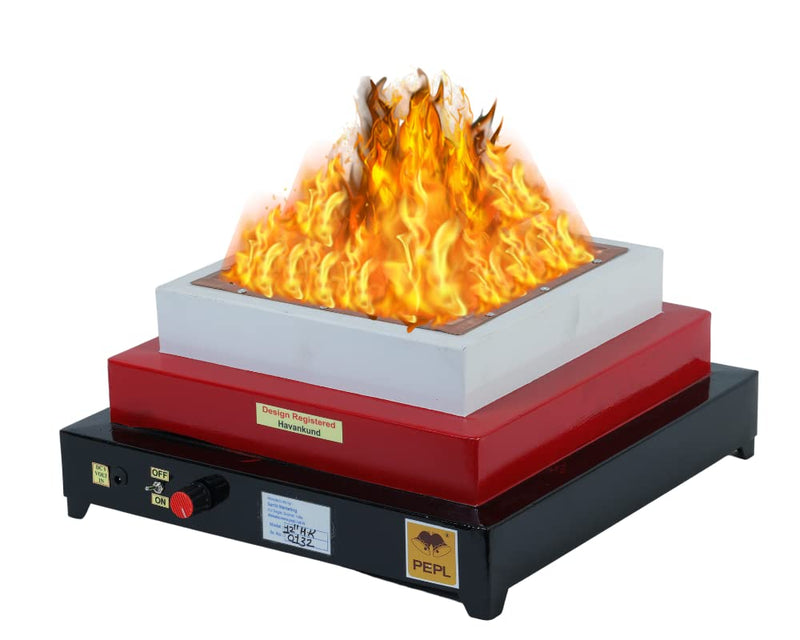 PEPL Mild Steel Bio flame Smokeless Havan Kund 12" Diagonal, Multicolour, Eco Friendly Pollution Free - Medium 12 Inch