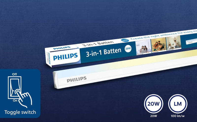 Philips 20W 3 in 1 LED - 4ft Mood Lighting LED with Three Color Temperatures