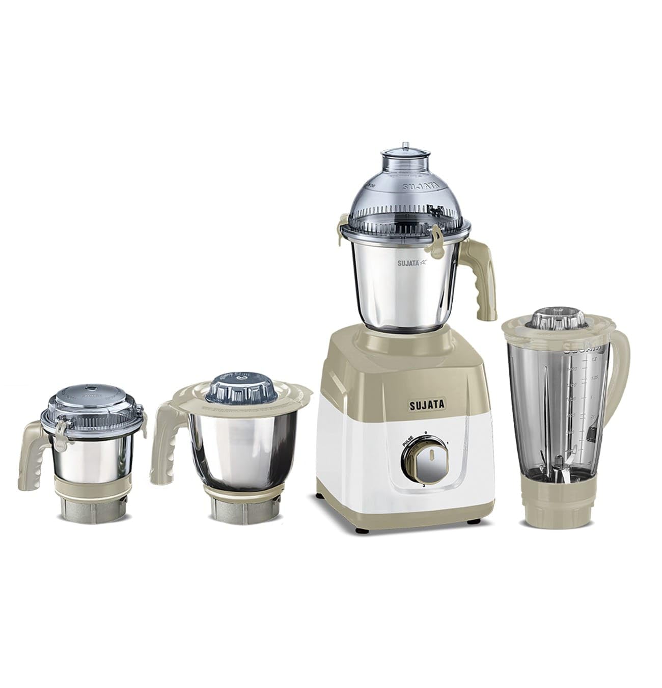 Sujata MG03 mixer grinder with four jars, on Velan Store